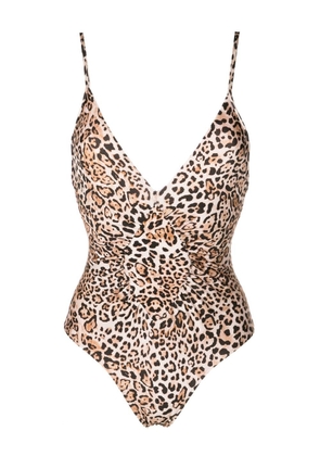 Adriana Degreas leopard-print ruched swimsuit - Brown