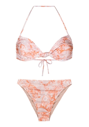 Adriana Degreas abstract-print halterneck bikini set - Orange