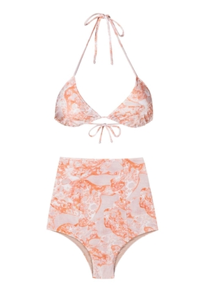 Adriana Degreas abstract-print high-waist bikini set - Orange