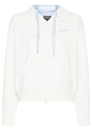 Duvetica rubberised-logo zipped hoodie - White