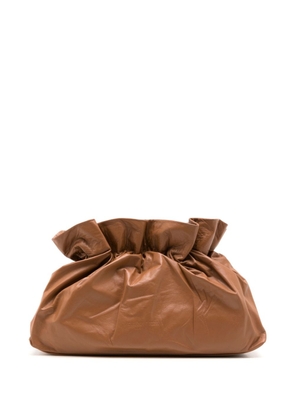 Adriana Degreas Shell Couro leather clutch bag - Brown