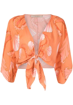 Adriana Degreas graphic-print silk shirt - Orange