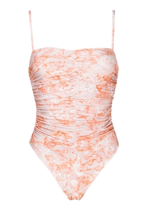 Adriana Degreas abstract-print ruched swimsuit - Orange