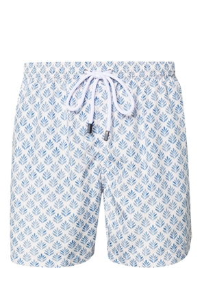 Barba leaf-print swim shorts - White
