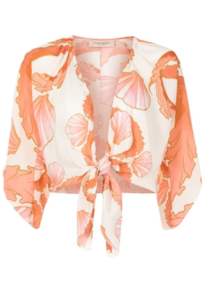 Adriana Degreas self-tie silk shirt - Orange