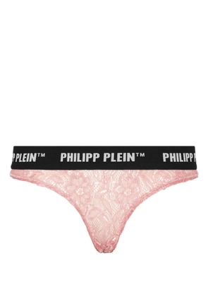Philipp Plein logo-waistband lace thong - Pink