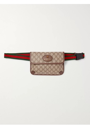 Gucci - Ophedia Leather-Trimmed Monogrammed Coated-Canvas Belt Bag - Men - Brown