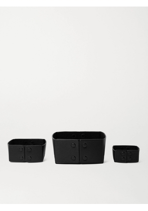 Métier - Set of Three Reversible Collapsible Full-Grain Leather Boxes - Men - Black
