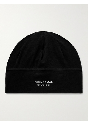 Pas Normal Studios - Logo-Print Stretch-Bamboo and Merino Wool-Jersey Cycling Hat - Men - Black
