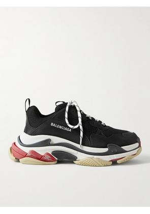 Balenciaga - Triple S Mesh, Faux Suede and Faux Leather Sneakers - Men - Black - EU 39