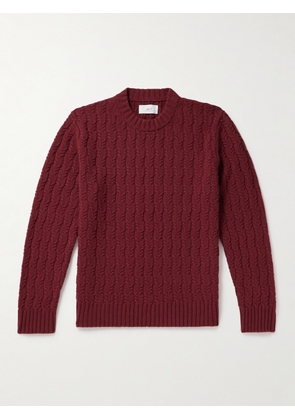 Mr P. - Cable-Knit Wool Sweater - Men - Burgundy - XS
