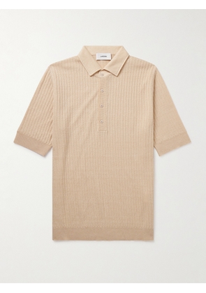 Lardini - Slim-Fit Ribbed Linen and Cotton-Blend Polo Shirt - Men - Neutrals - S