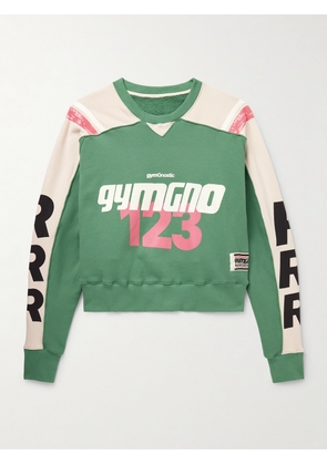 RRR123 - Agape Cropped Printed Appliquéd Cotton-Jersey Sweatshirt - Men - Green - 1
