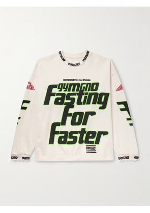 RRR123 - Fasting for Faster Oversized Printed Appliquéd Cotton-Jersey Sweatshirt - Men - Neutrals - 1