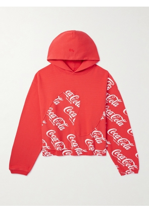 ERL - Coca-Cola Panelled Printed Cotton-Jersey Hoodie - Men - Red - XS
