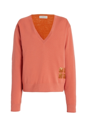 ZANKOV - Genevieve Knit Wool Sweater - Orange - S - Moda Operandi