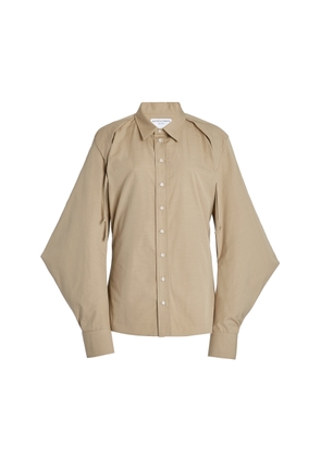 Bottega Veneta - Cape-Sleeve Cotton-Blend Poplin Shirt - Neutral - IT 38 - Moda Operandi