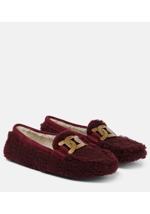 Tod's Embellished shearling loafers