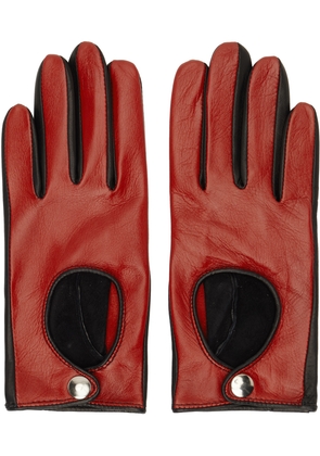 Ernest W. Baker Red & Black Contrast Leather Driving Gloves