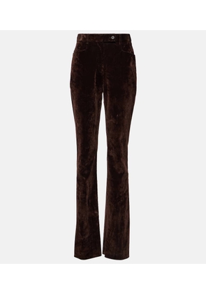 Ferragamo High-rise cotton-blend velvet slim pants