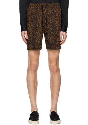 TOM FORD Brown Leopard Shorts