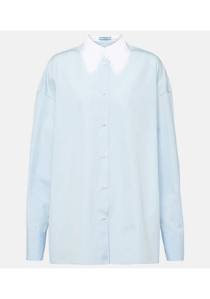Prada Fringe-trimmed cotton poplin shirt