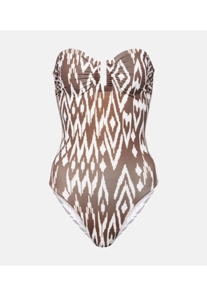 Eres Warm printed strapless swimsuit