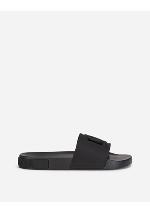 Dolce & Gabbana Slide Beachwear In Gomma Con Logo Dg Millennials - Man Sandals And Slides Black Rubber 40