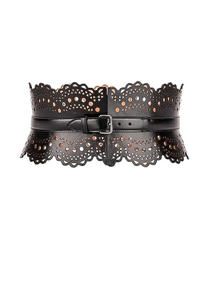 ALAÏA Perforated Corset Belt in Noir - Black. Size 65 (also in 70).