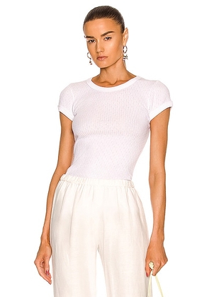 Enza Costa Soft Cotton Cap Sleeve Crew Top in White - White. Size XL (also in M, XS).