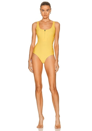 Moncler Half Zip Swimsuit in Yellow - Yellow. Size 2/M (also in 1/S, 3/L).