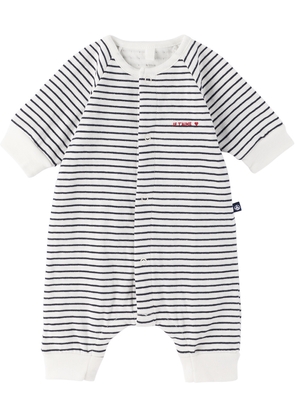 Petit Bateau Baby White & Navy Striped Bodysuit