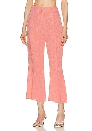 MATTHEW BRUCH Flare Pant in Red Melange Linen - Pink. Size 3 (also in ).