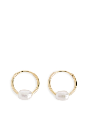 Gold-Plated Pearl Hoops - Brown