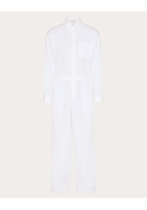 Valentino COTTON POPLIN JUMPSUIT WITH FLOWER EMBROIDERY Man WHITE 44