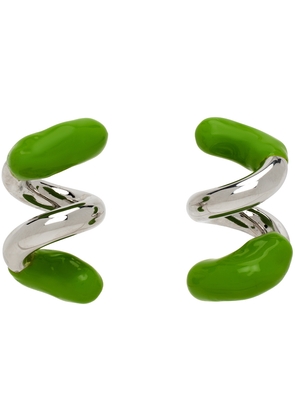 SUNNEI Silver & Green Rubberized Fusillo Earrings