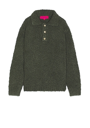 The Elder Statesman Furry Rugby in Foliage - Green. Size L (also in M, S).