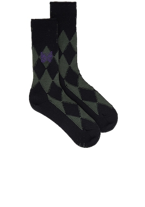 Needles Argyle Sock in Green - Dark Green. Size M (also in ).