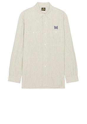 Needles Work Shirt in Off White - Cream. Size L (also in XL/1X).