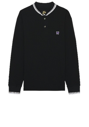 Needles Shawl Collar Polo in Black - Black. Size S (also in M).