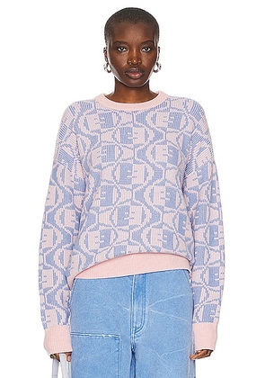 Acne Studios Face Knit Sweater in Faded Pink Melange & Light Blue - Rose,Baby Blue. Size M (also in XS).
