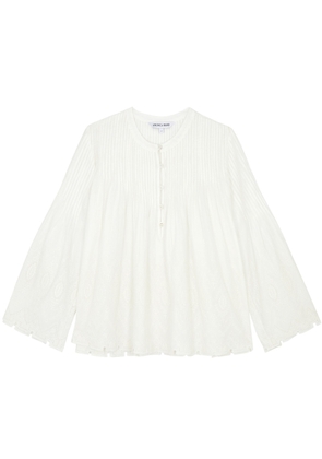 Veronica Beard Quimby Embroidered Cotton Blouse - Off White - 4 (UK8 / S)