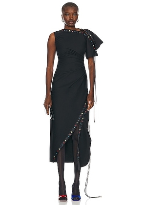Christopher John Rogers Ruched Lace Up Grommet Dress in Black - Black. Size 2 (also in 0, 4).