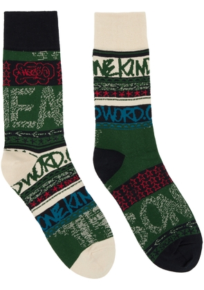 sacai Green & Beige Eric Haze Edition Stripe Socks