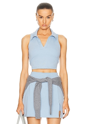 Beyond Yoga Heather Rib Prep Cropped Tank Top in Hazy Sky Heather Rib - Baby Blue. Size S (also in XS).