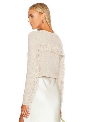 Autumn Cashmere Fringed Sweater in Cream. Size M, S, XL, XS.