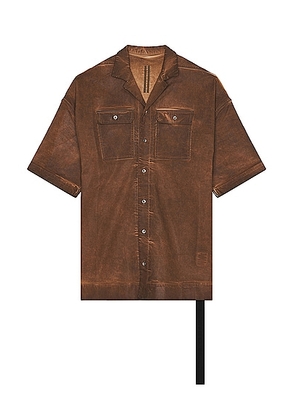 DRKSHDW by Rick Owens Magnum Tommy Shirt in Henna - Brown. Size L (also in XL/1X).