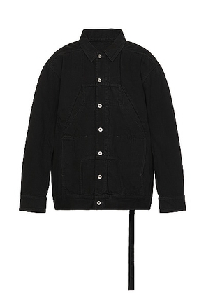 DRKSHDW by Rick Owens Sphinx Jumbo Worker Jacket in Black - Black. Size L (also in XL/1X).