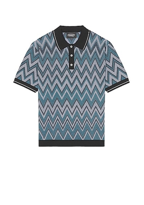 Missoni Short Sleeve Polo in Black & White - Black. Size L (also in S, XL/1X).