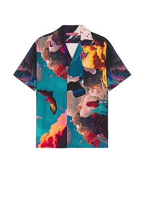 Members of the Rage Hawaiian Short Sleeve Shirt in Clouds Print - Blue. Size L (also in M, S, XL/1X).